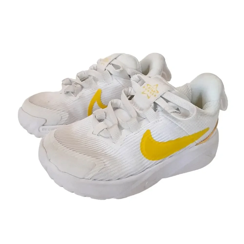 Nike Star Runner 4 Low Top Sneakers Baby 6C Toddler Running Shoes White Yellow